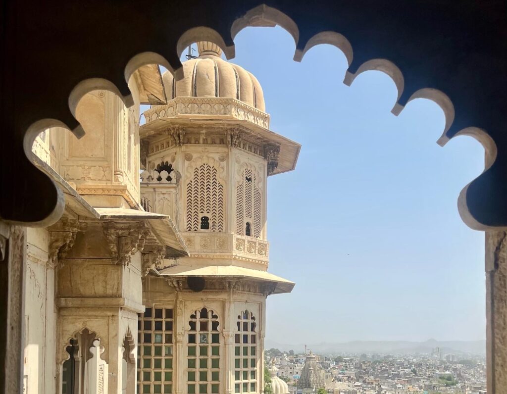 View of the far off from an open window in City Palace