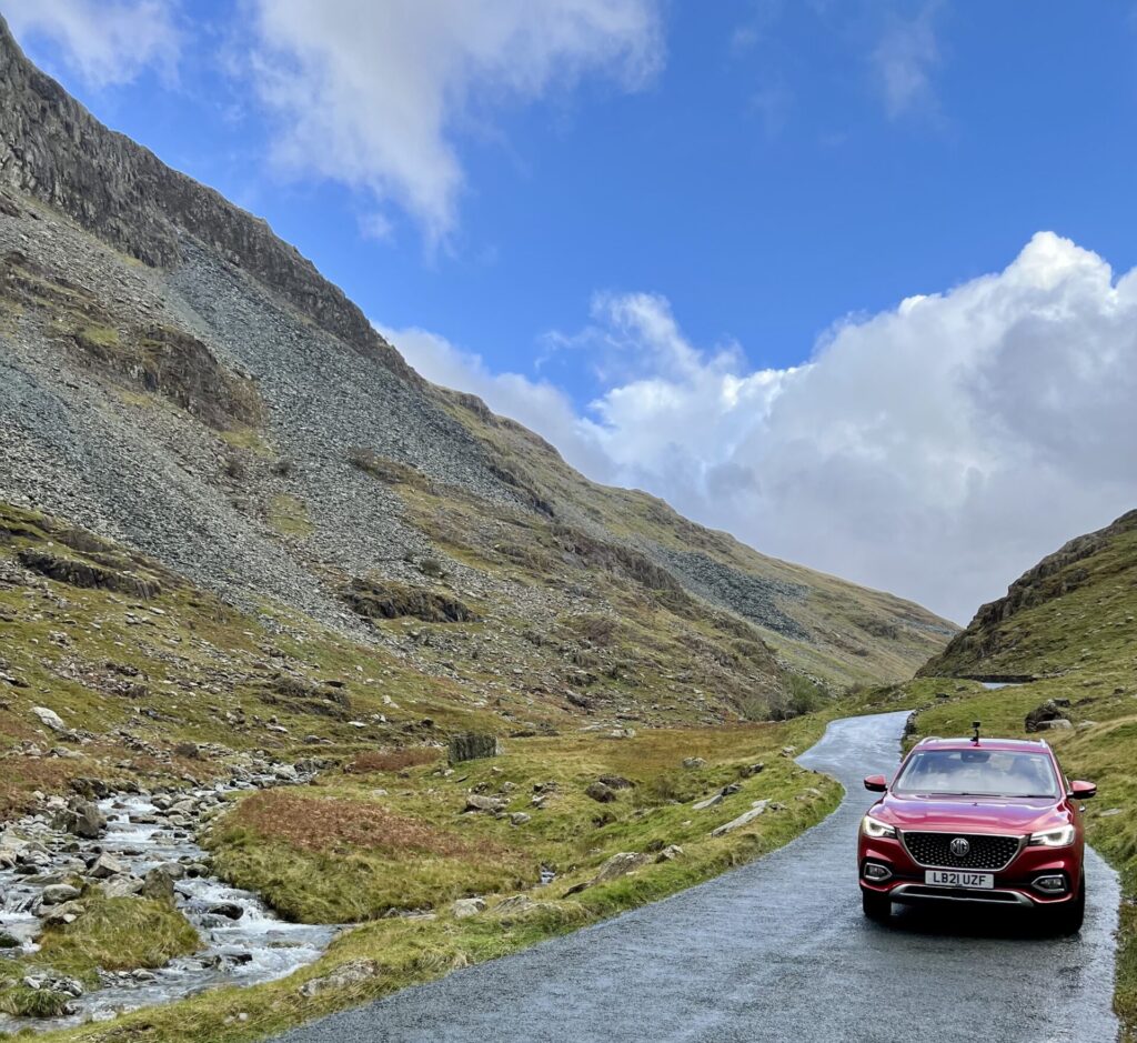 Car driving through Lake District National Park