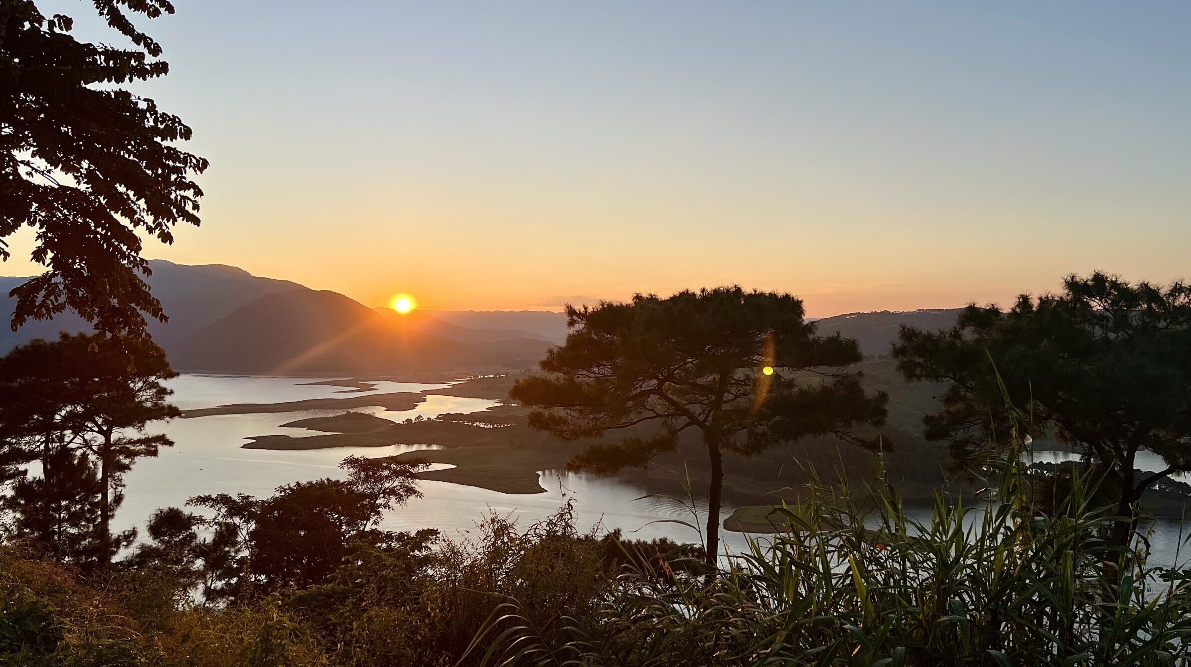 Sunset at Umiam Lake in Shillong, an underrated travel destination in India