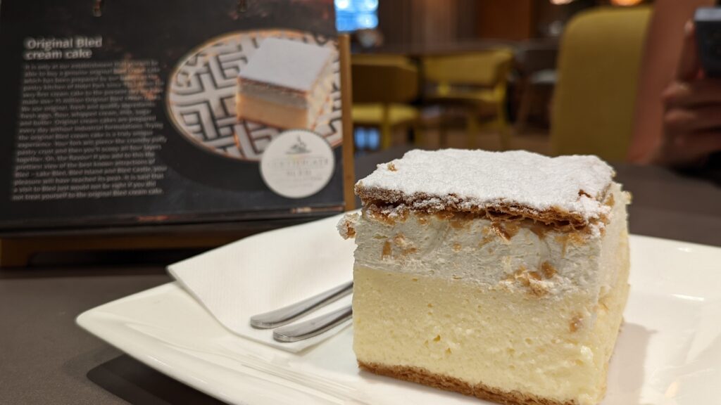 Close up for Bled Cream Cake, a must eat when visiting Lake Bled