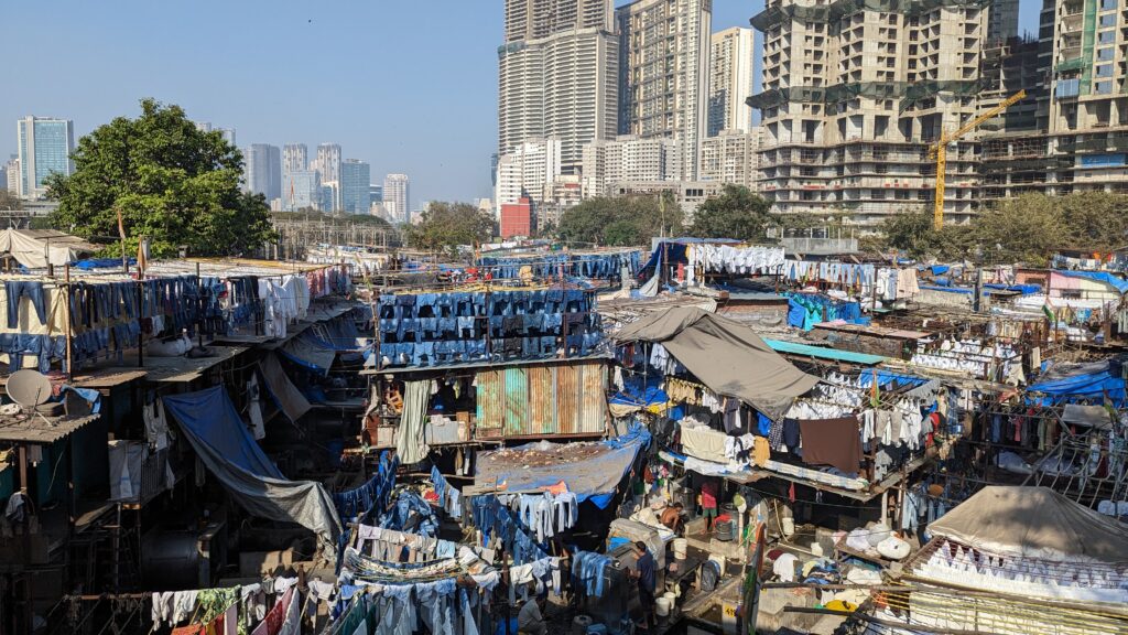 Laundry drying outside at Dhobi Ghat, a top thing to see in Mumbai