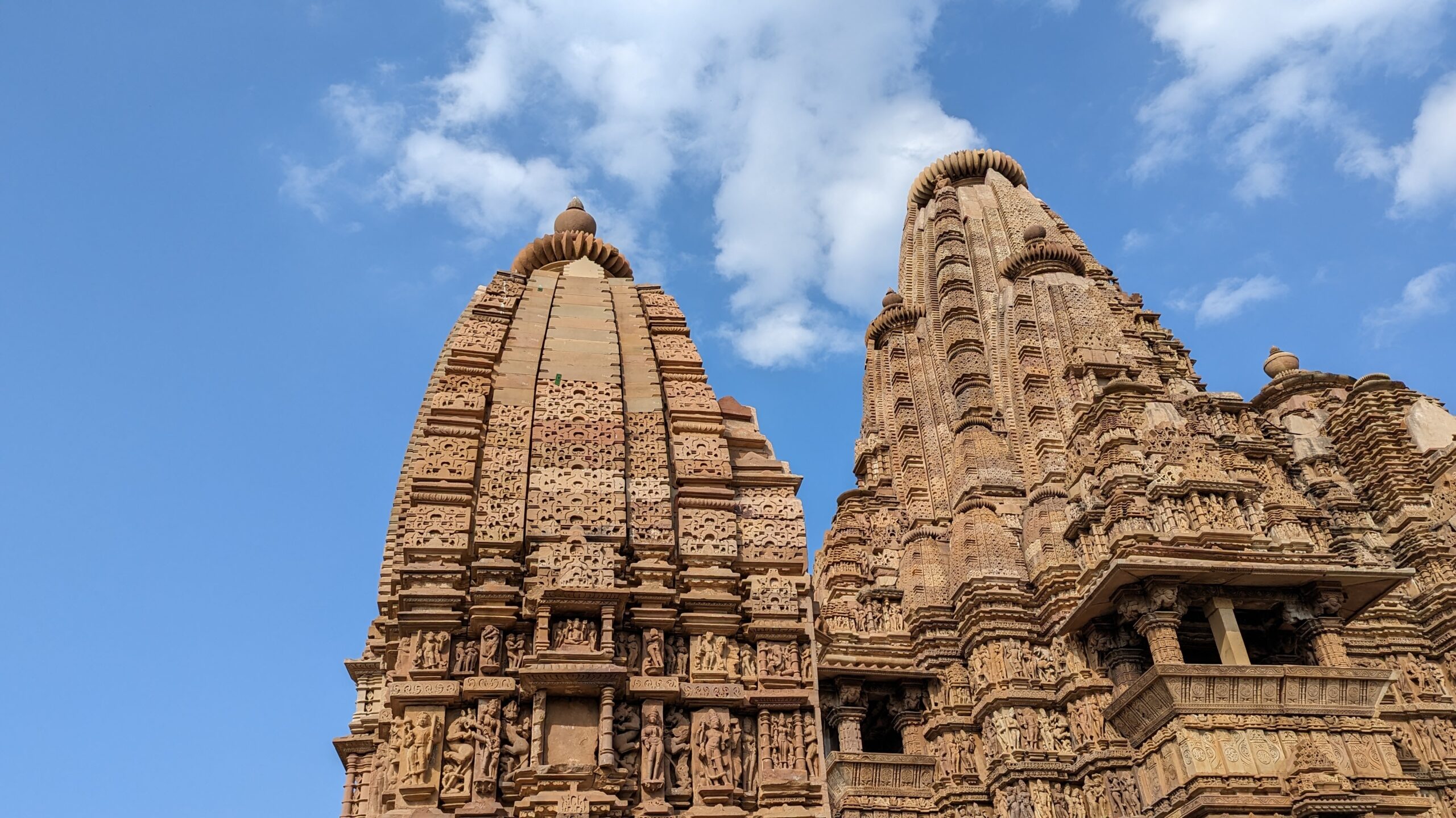 One of the Khajuraho Temples, showing carvings depicting celebrations of life and sex.