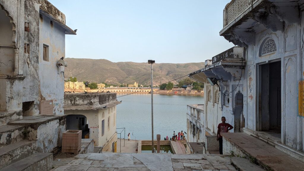 View of a ghat at Pushkar Lake, a top thing to do in Pushkar