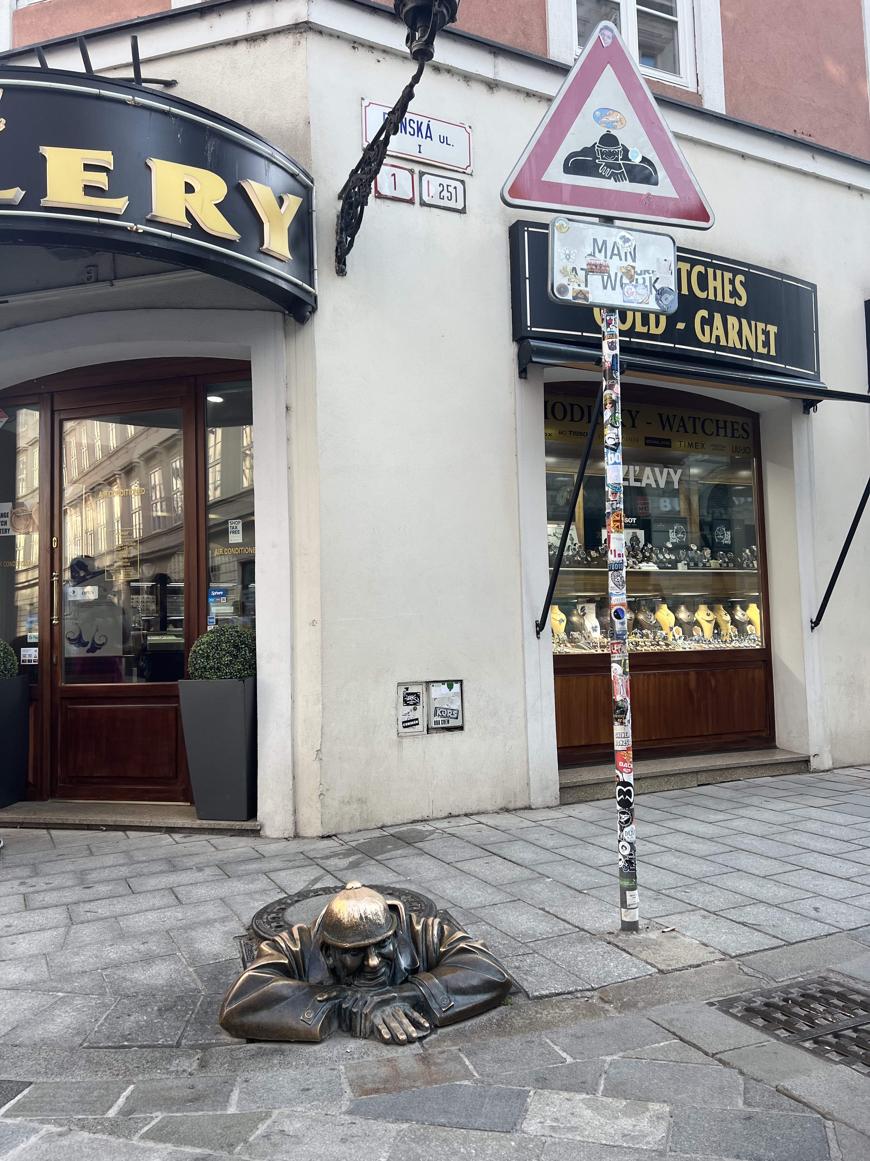 Man at work statue in old town Bratislava