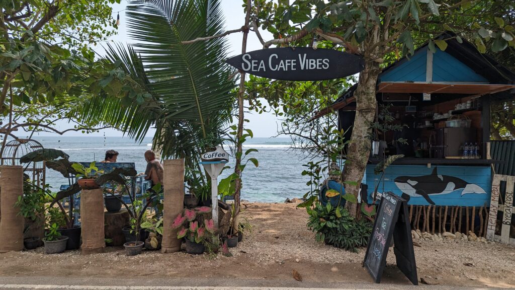 Sea Cafe Vibes coffee shop on the ocean on Sri Lanka's South Coast