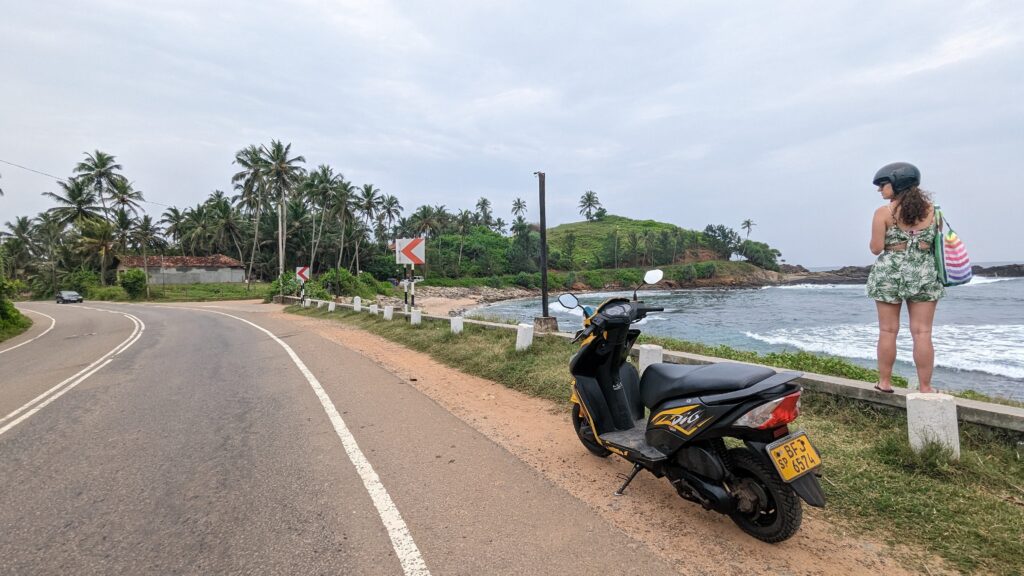 Scooter on the side of road on Sri Lanka's South Coast