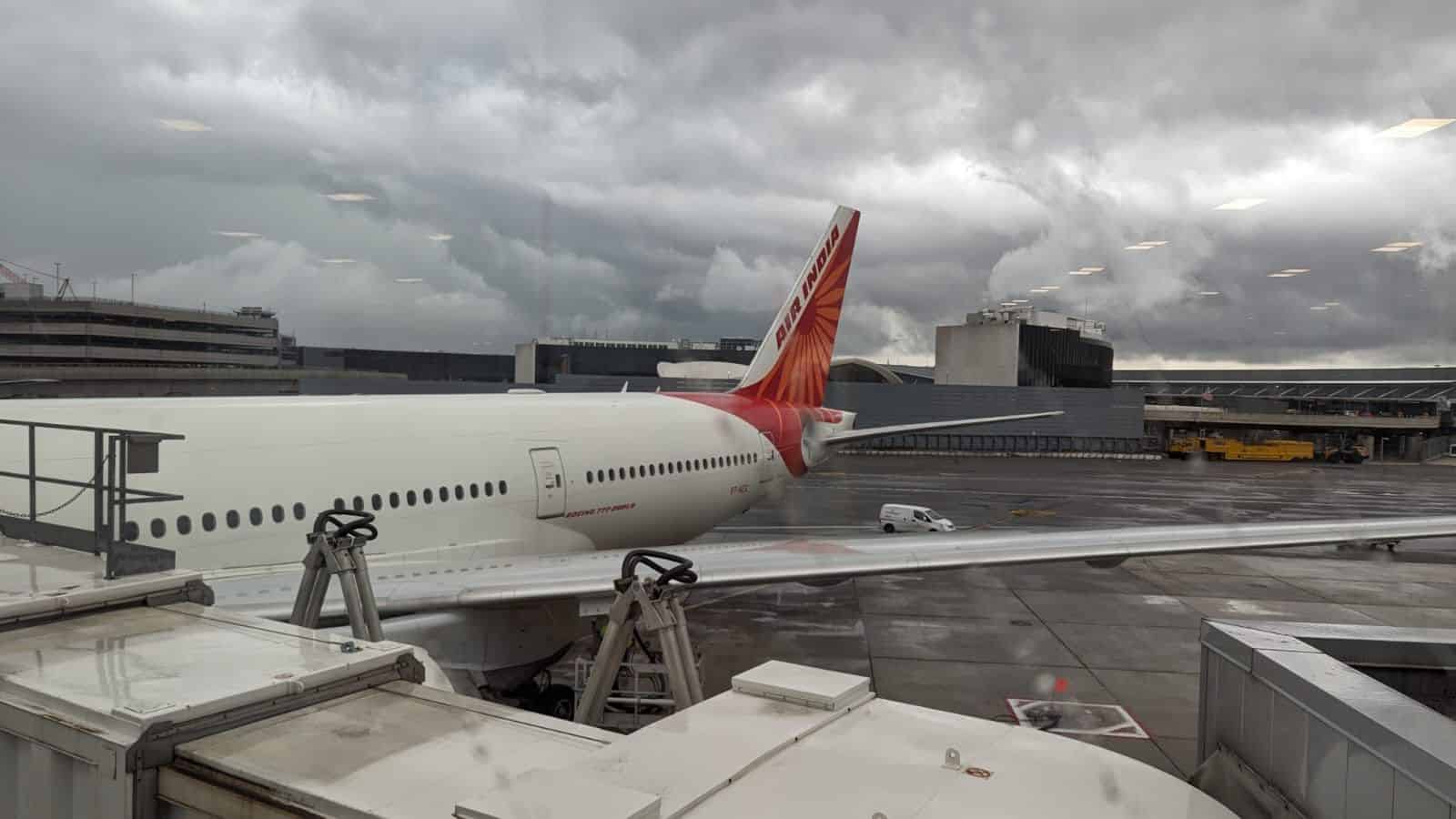 Air India plane at the gate at JFK airport